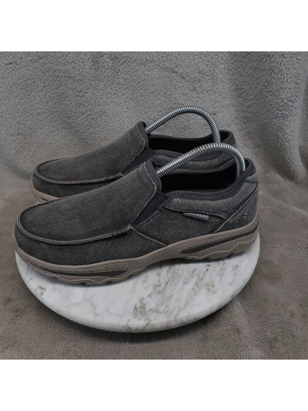 Skechers Shoes Mens Size 7.5 Creston Moseco Gray Textile Slip On Sneakers
